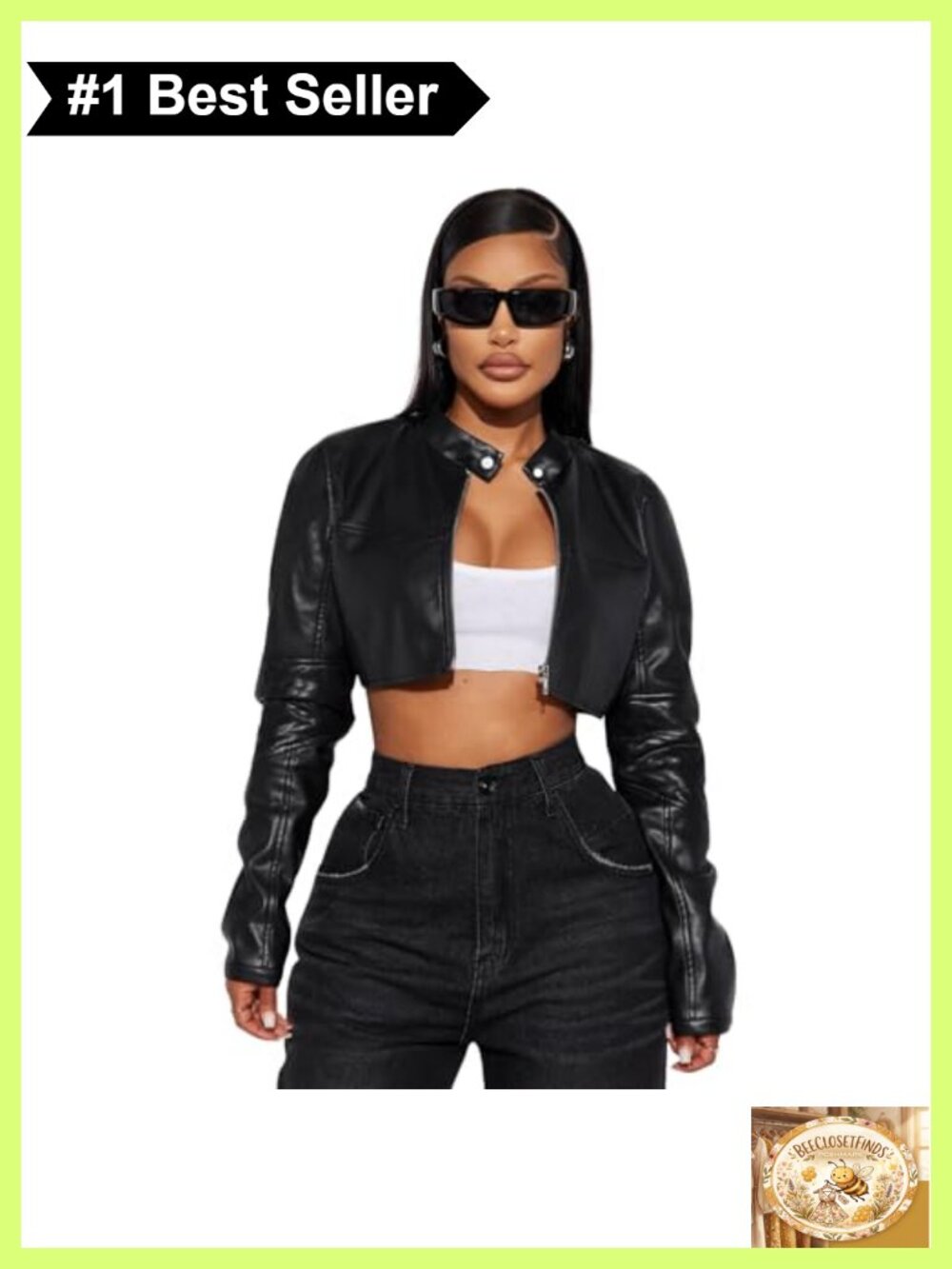 Faux Leather Cropped Moto Jacket Zip Belted Slim Fit